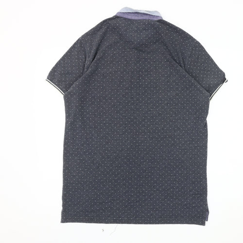 Brave Soul Men's Grey Polka Dot Polo L