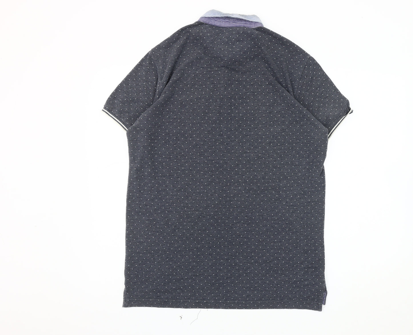 Brave Soul Men's Grey Polka Dot Polo L