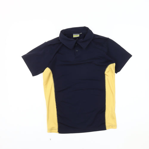 David Luke Boys Blue Colourblock Polo Shirt L Collared