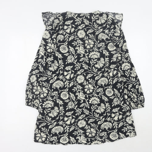 Zara Women's Black Floral Long Sleeve Dress