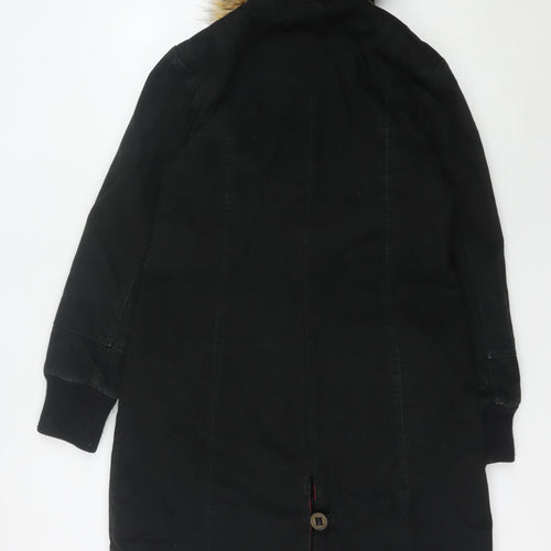WAX Women's Black Size 10 Hooded Parka Coat