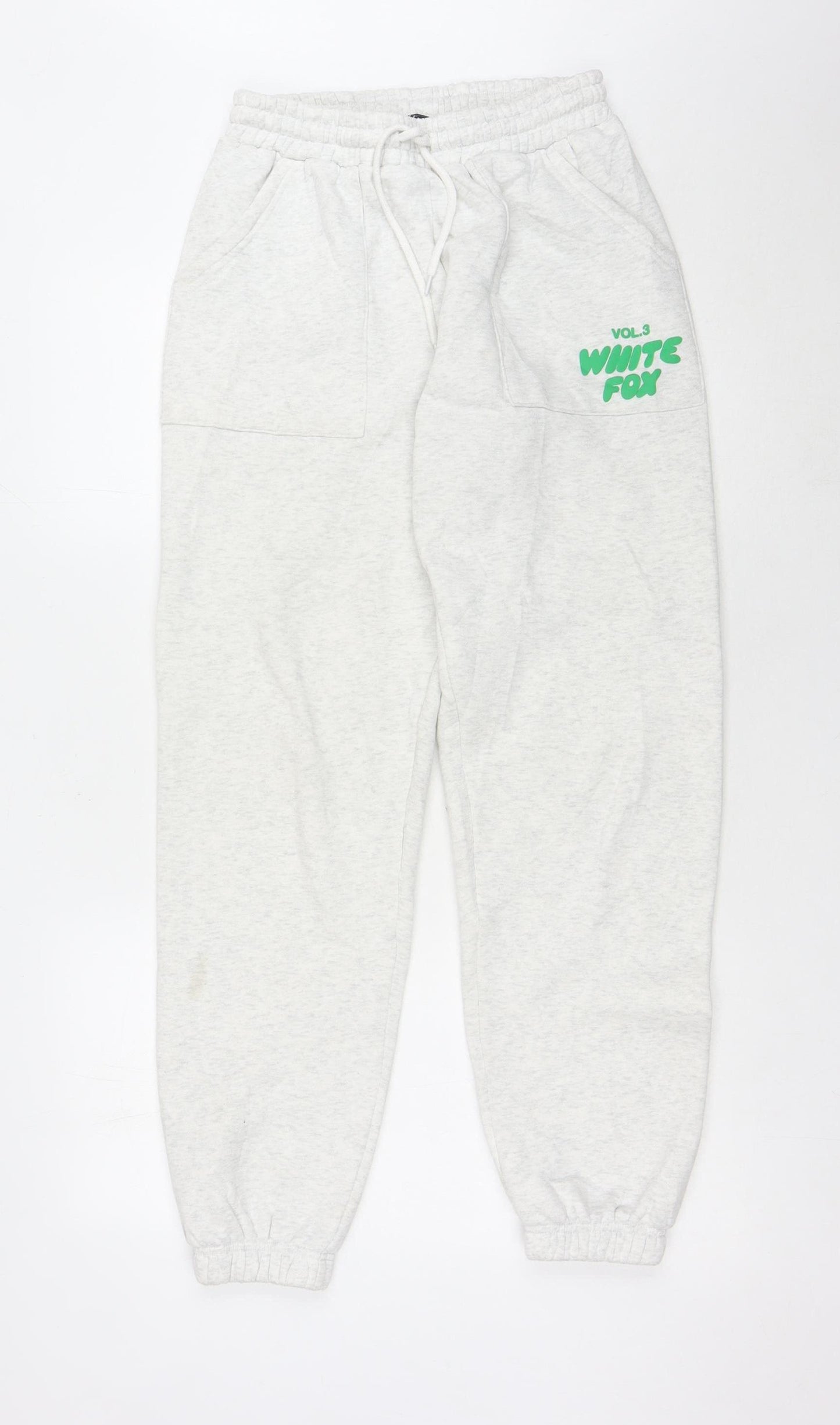 White Fox Women's White XS Jogger Trousers with Logo
