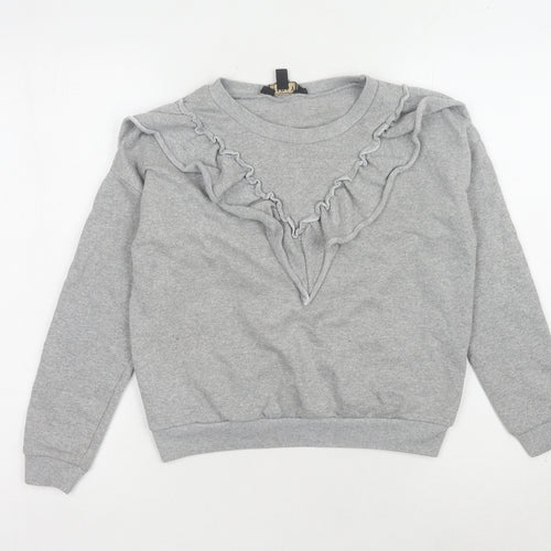 Lipsy London Grey Ruffle Sweatshirt Women UK 10