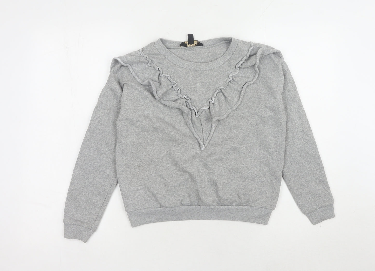 Lipsy London Grey Ruffle Sweatshirt Women UK 10
