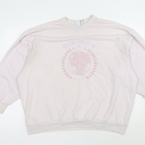 Adidas Women's White Pullover Logo Sweatshirt Size 10