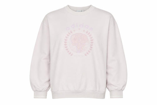 Front view of Adidas Women's White Pullover Logo Sweatshirt, size 10