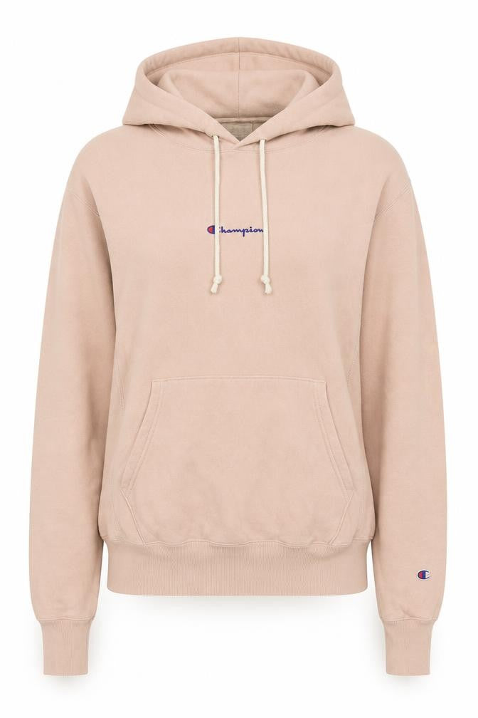 Front view of Champion Women's Beige Pullover Hoodie, size S