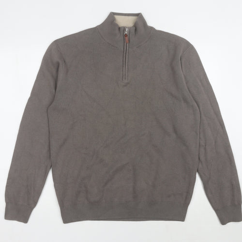 Next Men's Grey High Neck Cotton Pullover Jumper M