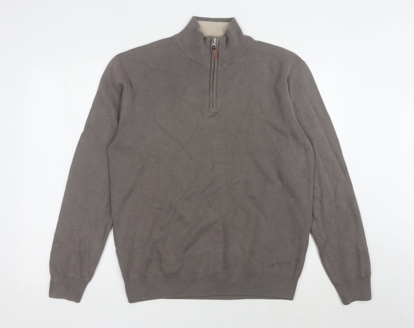 Next Men's Grey High Neck Cotton Pullover Jumper M
