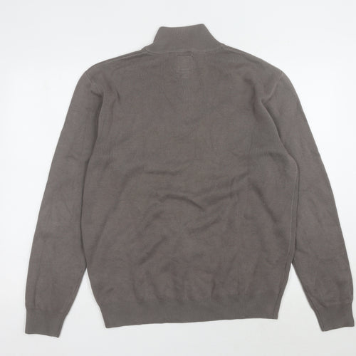 Next Men's Grey High Neck Cotton Pullover Jumper M