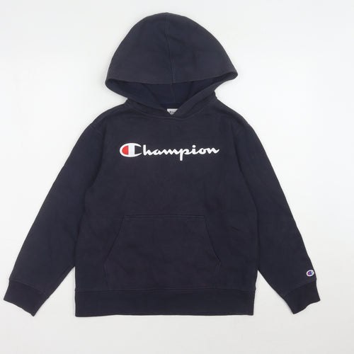 Champion Boys Black Hooded Pullover Hoodie L 12-13 Years