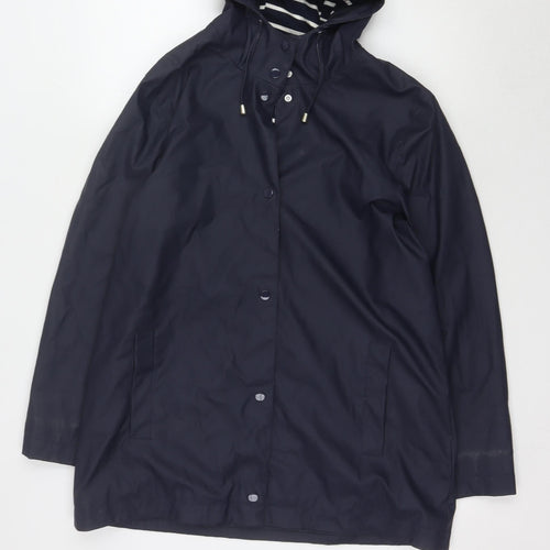 Bonmarché Women's Blue Rain Coat Size 14 Long Hooded