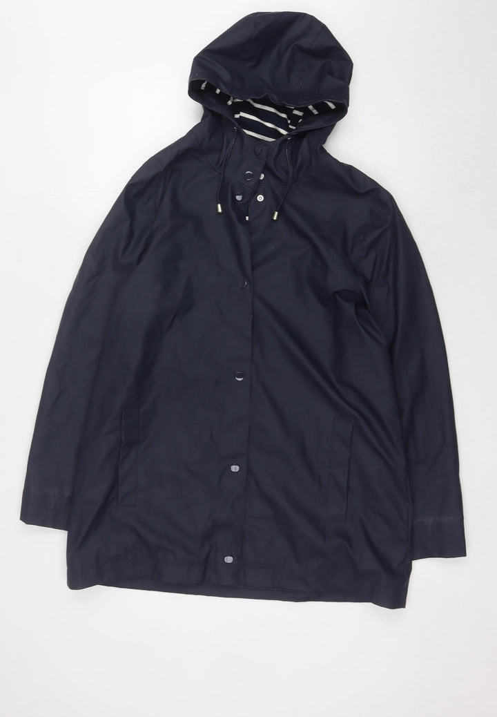 Bonmarché Women's Blue Rain Coat Size 14 Long Hooded