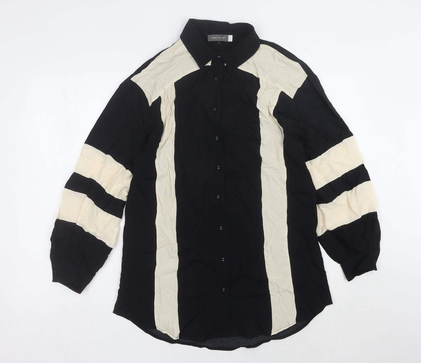 Mint Velvet Women's Black Striped Button-Up Shirt