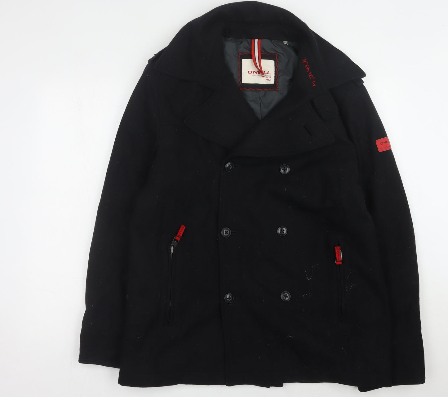 O'Neill Men's Black XL Pea Coat, Stylish Winter Warmth