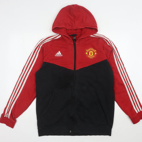 Adidas Men's Red Black Full Zip Hoodie L