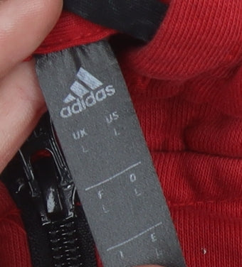 Adidas Men's Red Black Full Zip Hoodie L