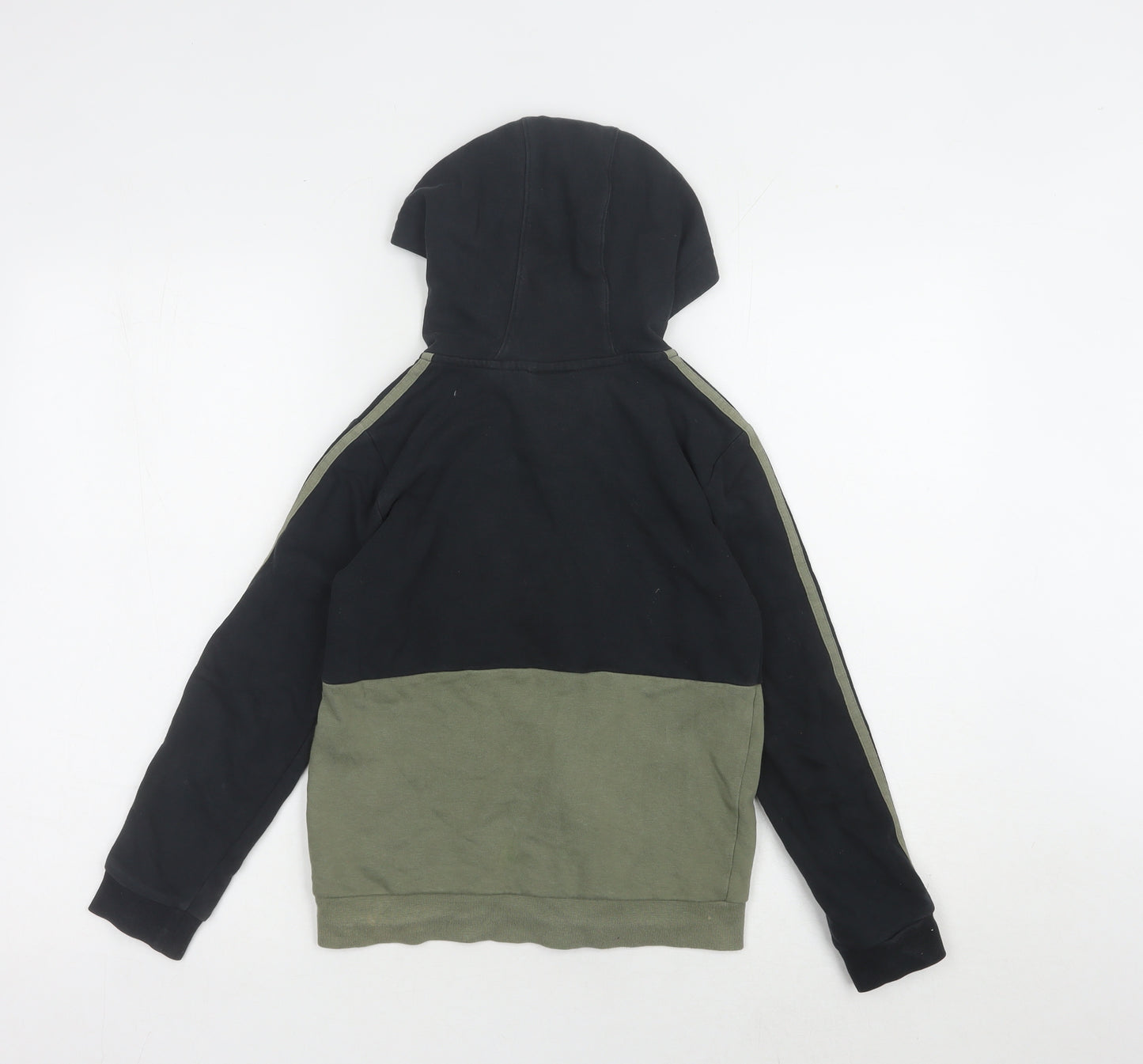 Adidas Boys Black Hoodie, 9-10 Years, Full Zip, Colourblock