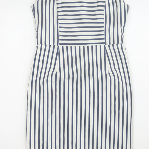 Oasis Women's Blue Striped Sheath Dress Size 10