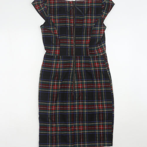 Warehouse Women's Multicoloured Plaid Wrap Dress, Size 12