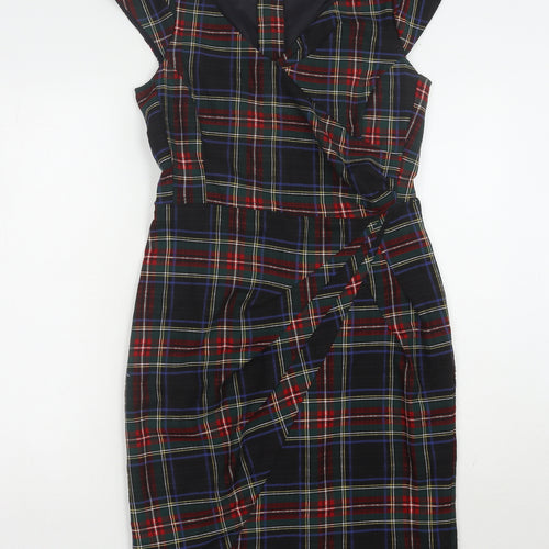 Warehouse Women's Multicoloured Plaid Wrap Dress, Size 12