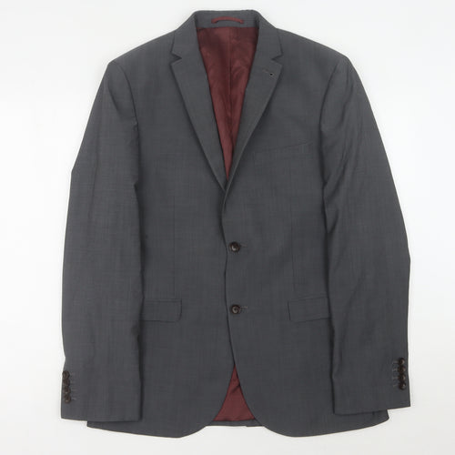 Next Men's Grey Regular Fit Wool Suit Jacket