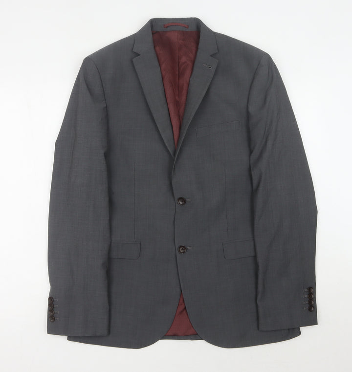 Next Men's Grey Regular Fit Wool Suit Jacket