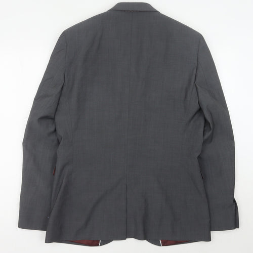 Next Men's Grey Regular Fit Wool Suit Jacket