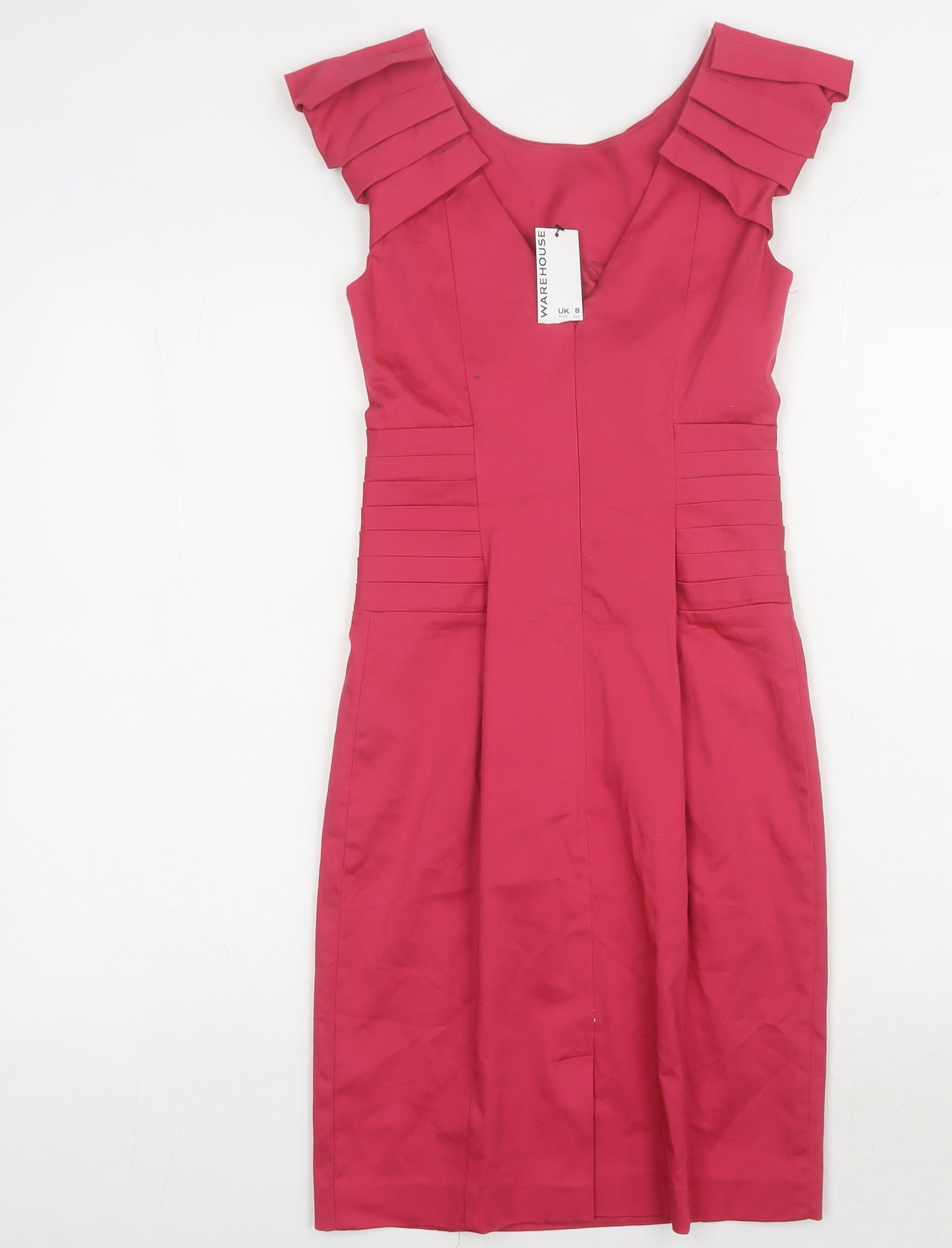 Warehouse Women's Red Pencil Dress, Size 8, Party Wear