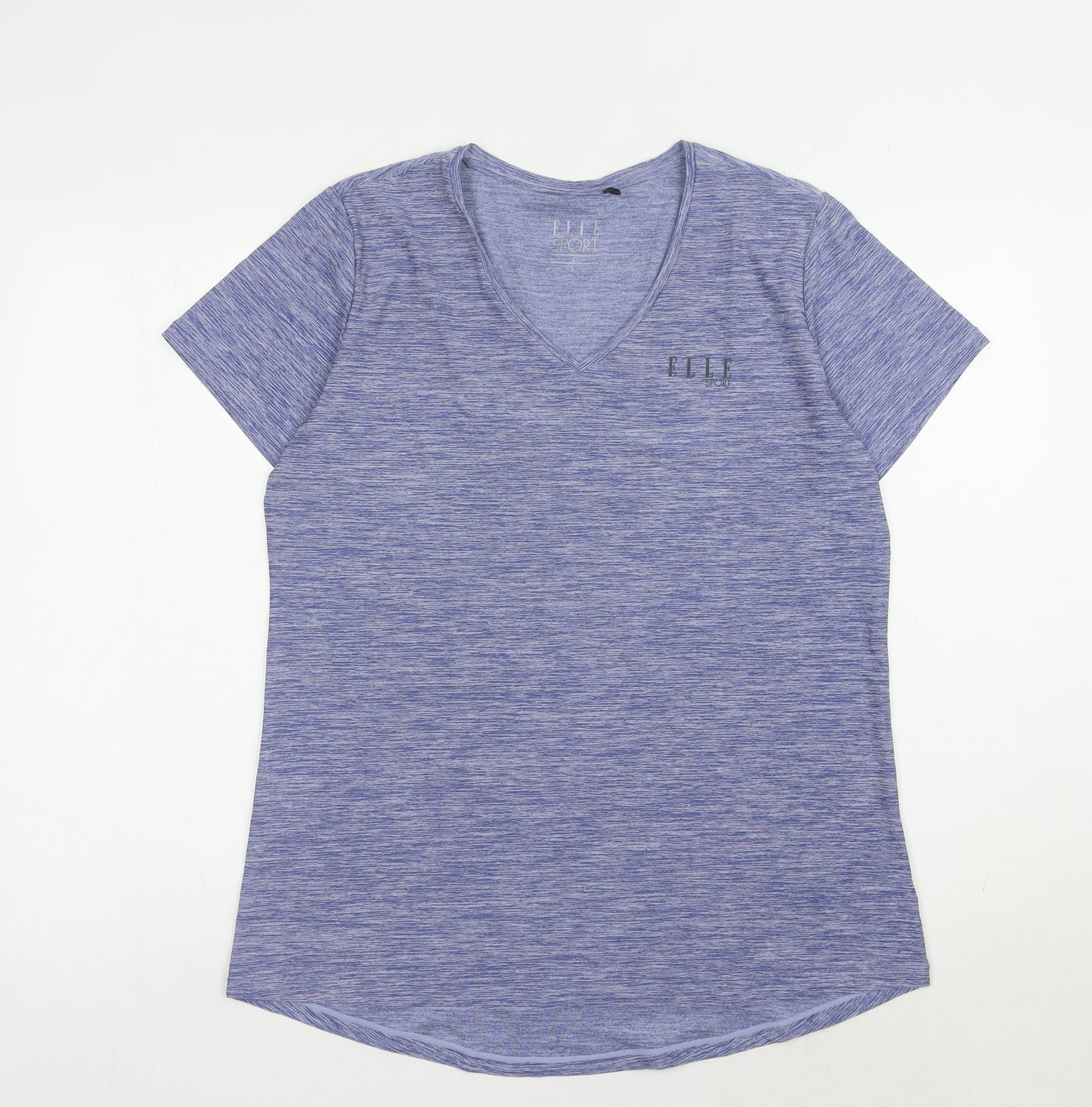 ELLE SPORT Women's Blue V-Neck T-Shirt - L