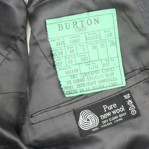 Burton Men's Grey Vintage Suit Jacket 40 Formal Wear