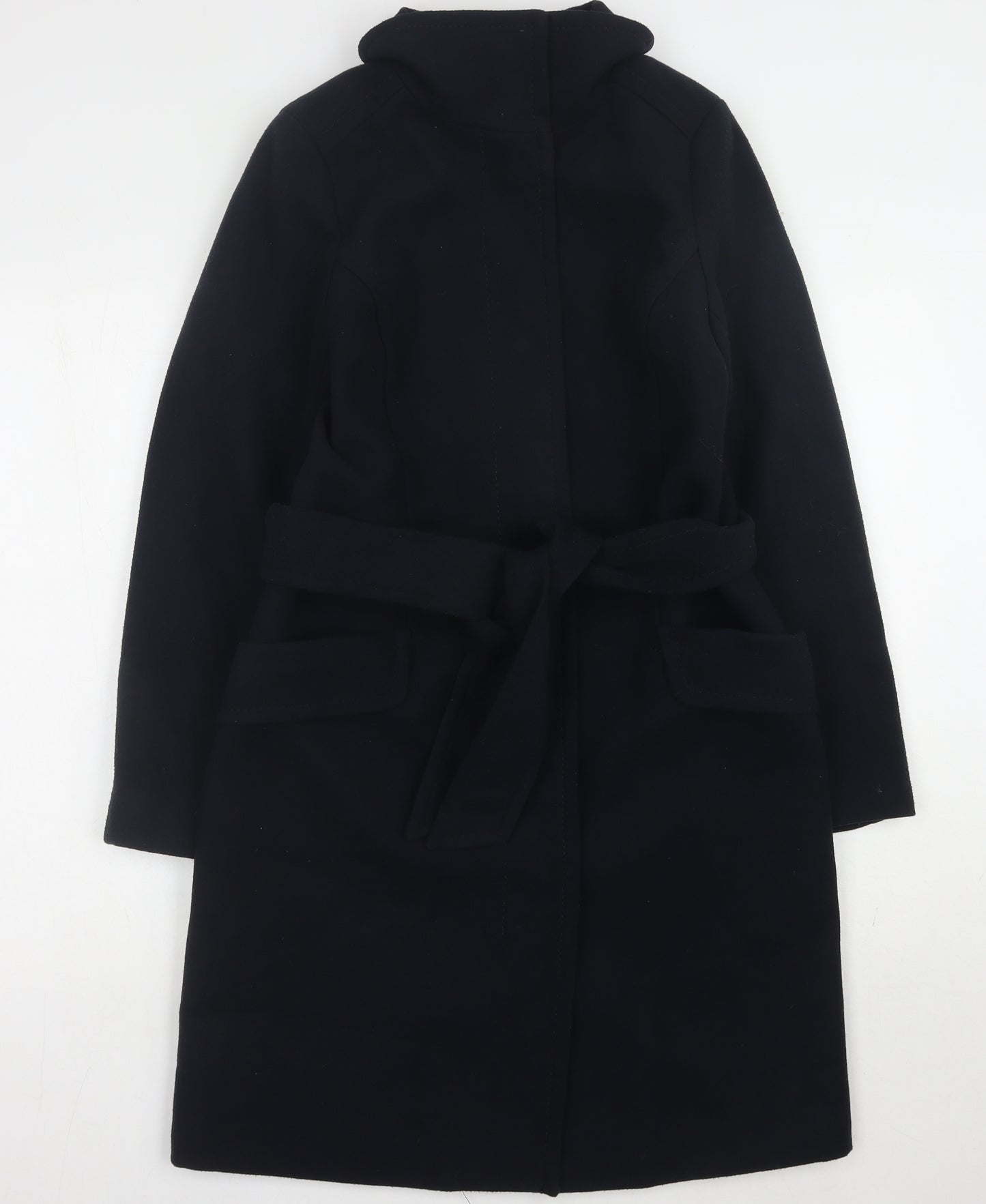 H&M Women's Black Trench Coat, UK 8, Belted