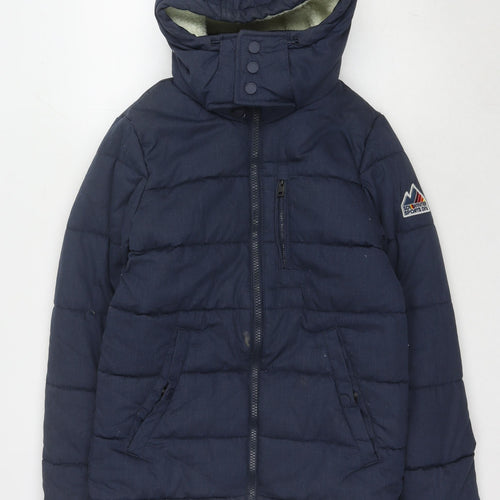 Super Women's Blue Puffer Jacket M Hooded Winter