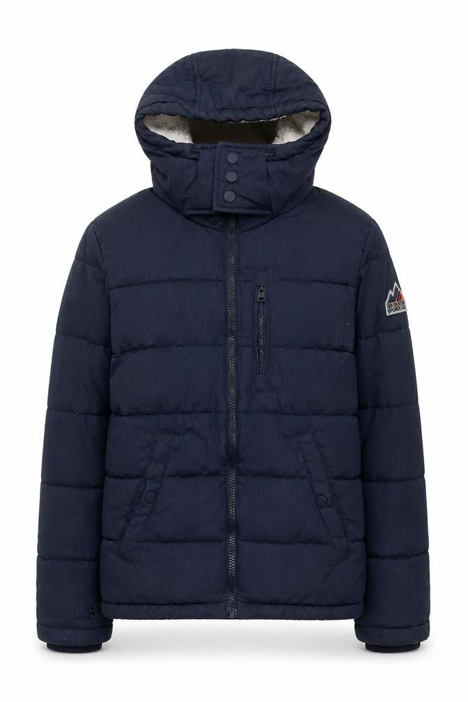 Super Women's Blue Puffer Jacket M Hooded Winter