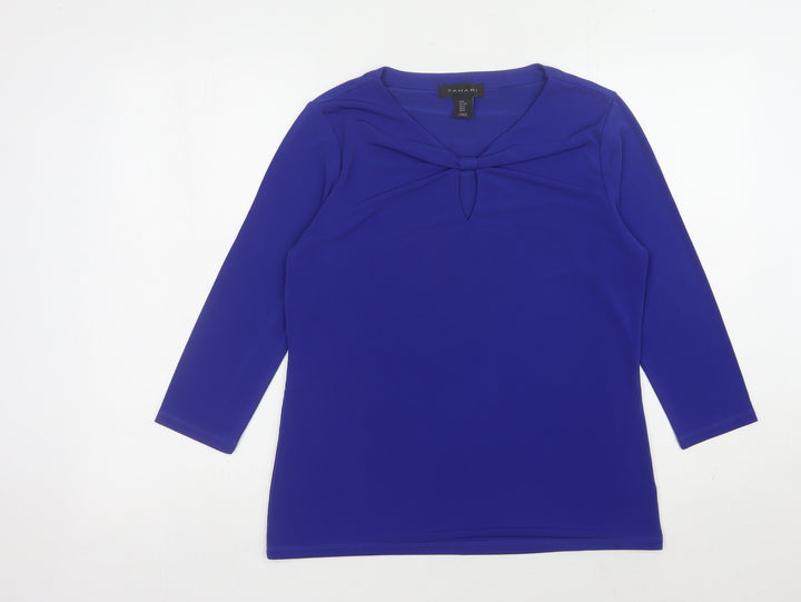 Tahari Women's Blue 3/4 Sleeve Top M