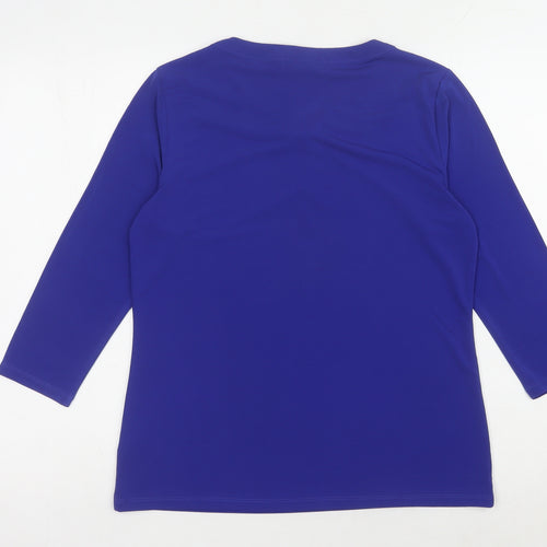 Tahari Women's Blue 3/4 Sleeve Top M