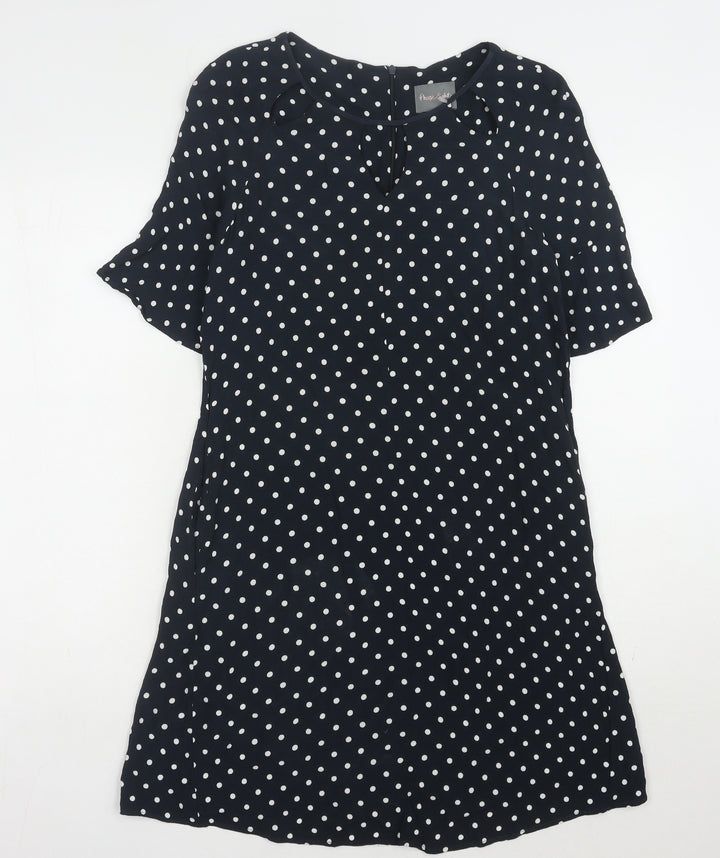 Phase Eight Women's Black Polka Dot Shift Dress, Size 8
