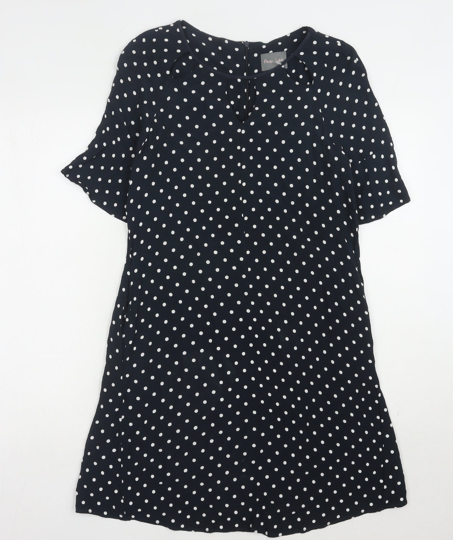 Phase Eight Women's Black Polka Dot Shift Dress, Size 8