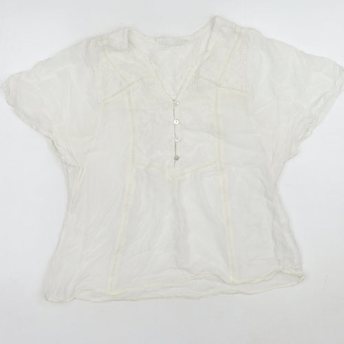 Fat Face Womens Ivory Blouse UK 6 Casual Short Sleeve