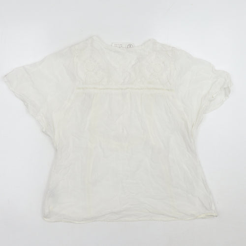 Fat Face Womens Ivory Blouse UK 6 Casual Short Sleeve