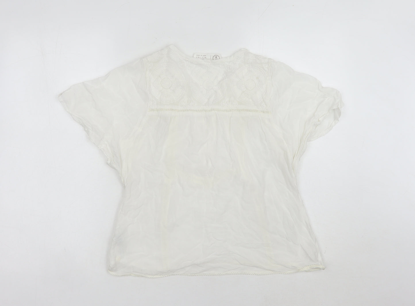Fat Face Womens Ivory Blouse UK 6 Casual Short Sleeve