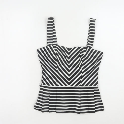 Lipsy Women's Black Striped Tank Top, Square Neck