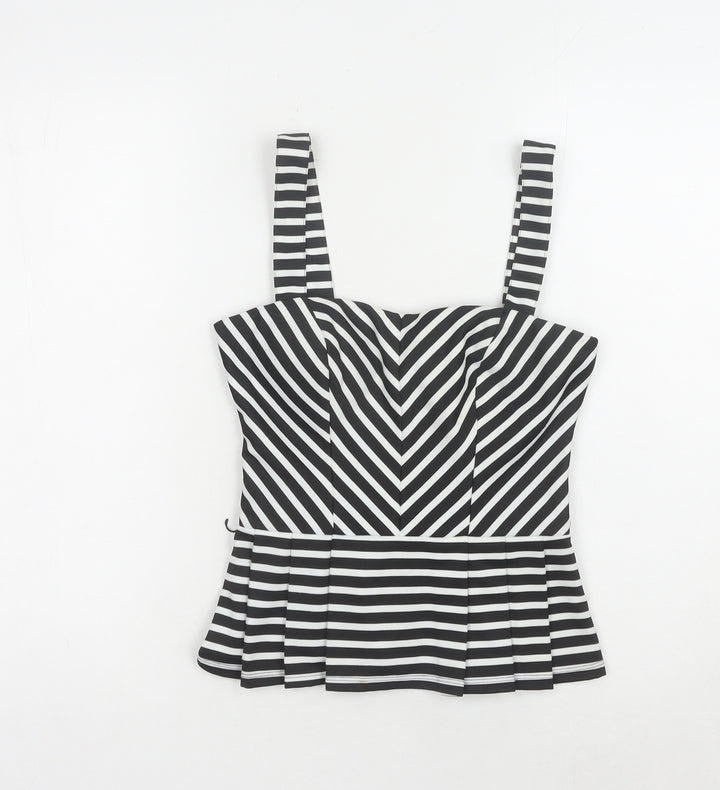 Lipsy Women's Black Striped Tank Top, Square Neck