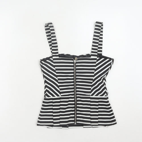 Lipsy Women's Black Striped Tank Top, Square Neck