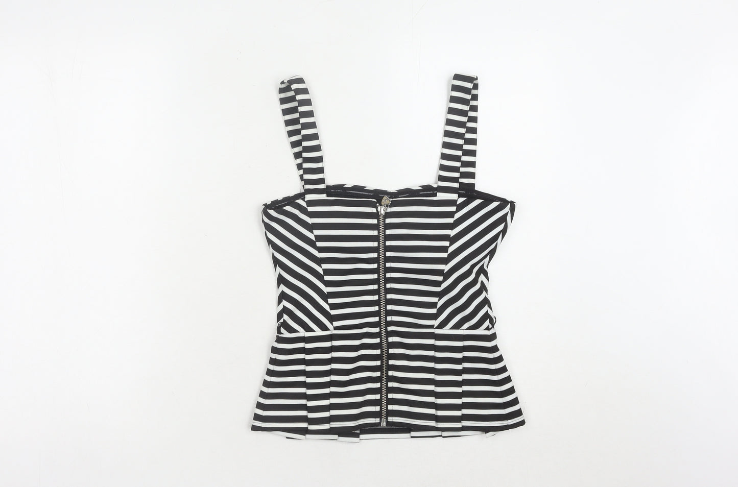 Lipsy Women's Black Striped Tank Top, Square Neck