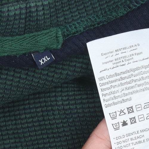 Jack & Jones Men's Green Waffle-Knit Pullover XXL Jumper