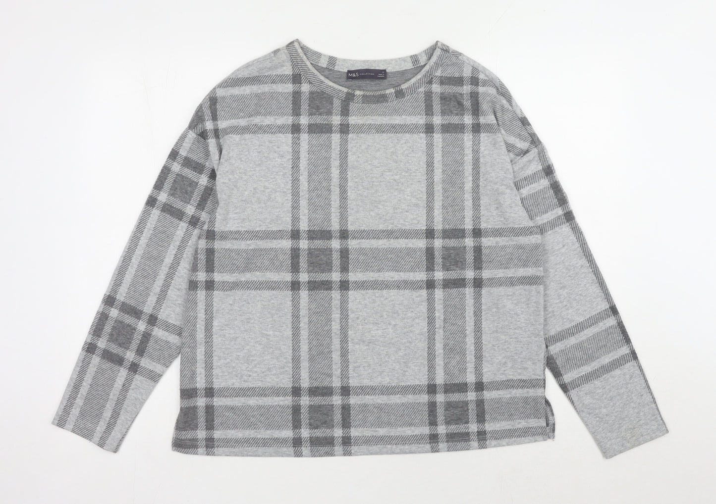 Marks and Spencer Women’s Grey Plaid Jumper Size 12