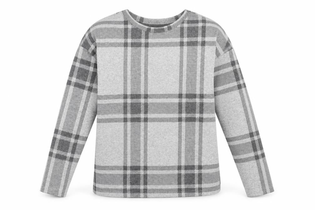 Front view of Marks & Spencer Women’s Grey Plaid Jumper, size UK 12