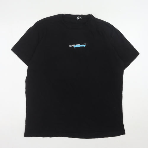 boohooMAN Men's Black Graphic Print T-Shirt Medium