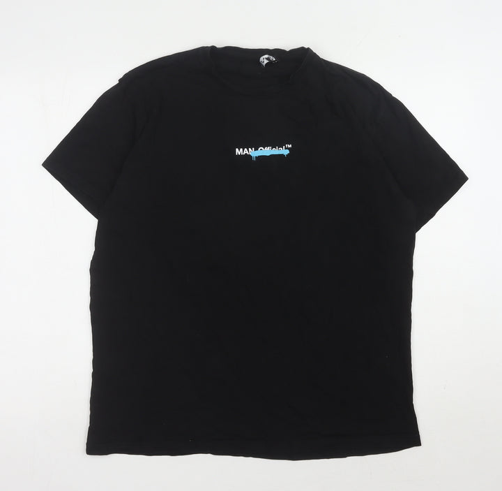 boohooMAN Men's Black Graphic Print T-Shirt Medium